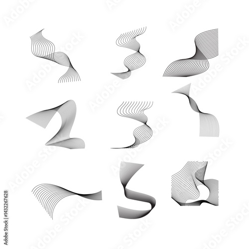 Smooth wave line design with flowing curves, symbolizing motion, water, energy, rhythm, elegance, balance, and fluidity.