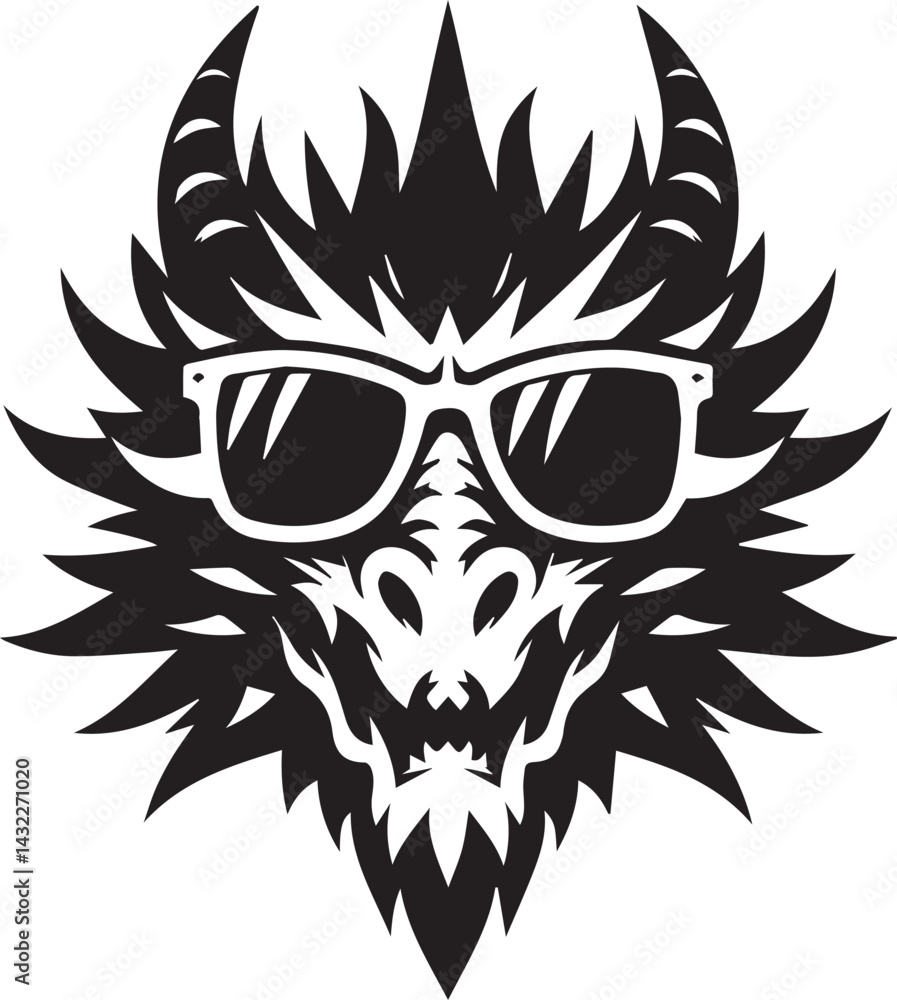 Obraz premium dragon vector, dragon head logo silhouette vector