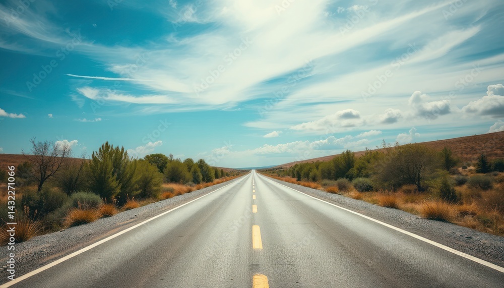 Open road under a vibrant sky Open road under a vibrant sky