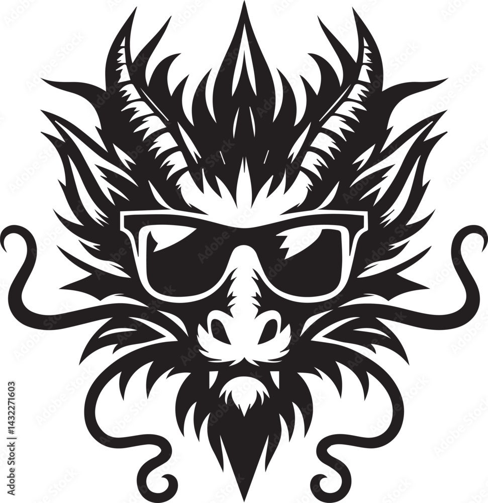 Fototapeta premium dragon vector, dragon head logo silhouette vector