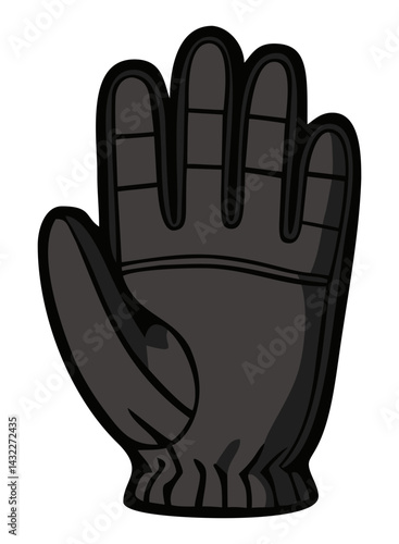 Black leather glove. Editable color vector