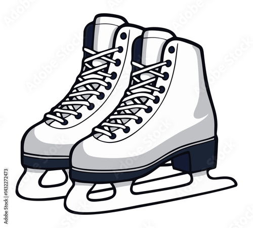 White ice skate shoes. Editable color vector