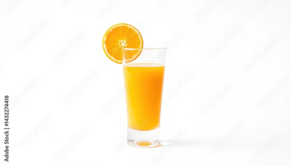 Orange juice in glass with slice Orange juice in glass with slice