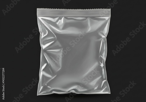 flexible transparent synthetic material bag texture appearing unwritten lustrous synthetic surface is creased appears aged realistic simulation packaging food merchandise synthetic bag closure