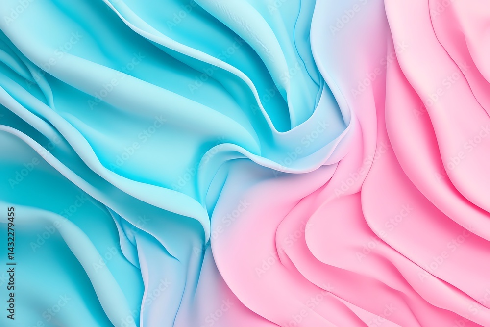 Obraz premium Soft blue and teal hues blending, creating a gradient on a pastel pink background.