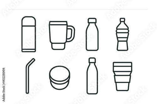 set of cosmetic bottles and glasses