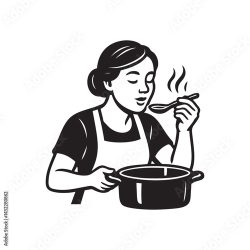 woman tasting food