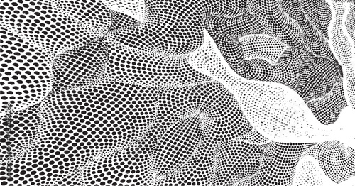 Monochrome texture composed of irregular graphic elements. Distressed uneven grunge background. Abstract vector illustration. Overlay for interesting effect and depth. Isolated on white background.