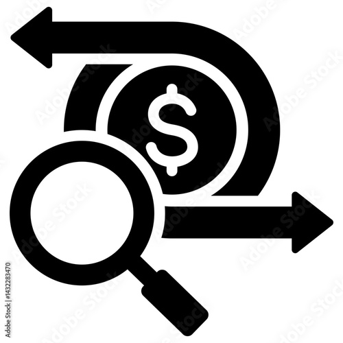 Cash Flow Analysis Solid Black Icon