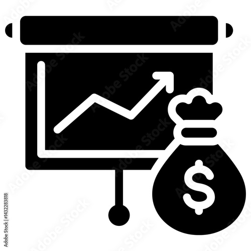 Revenue Projection Solid Black Icon
