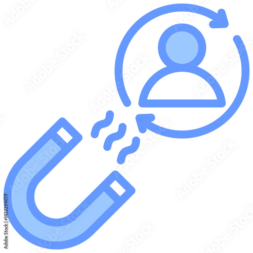 Customer Retention Lineal Blue Icon