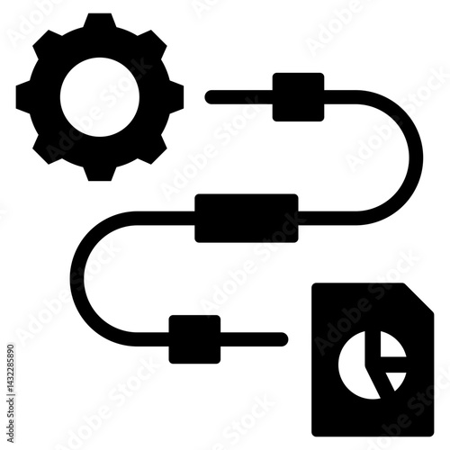 Workflow Analysis Solid Black Icon