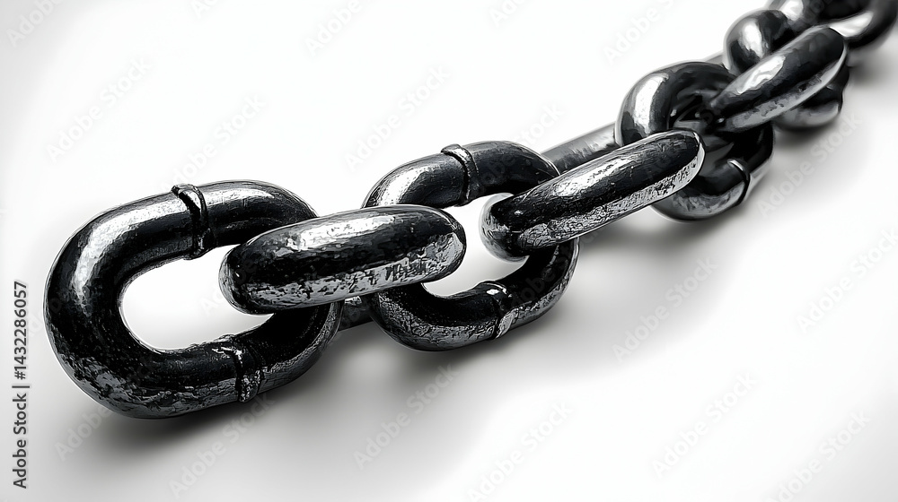 Obraz premium Close-up View of a Heavy-Duty Metal Chain Link