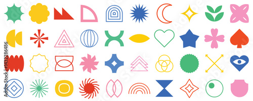 Set of Simple Retro Geometric Shape