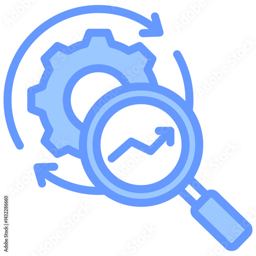 Process Analysis Lineal Blue Icon