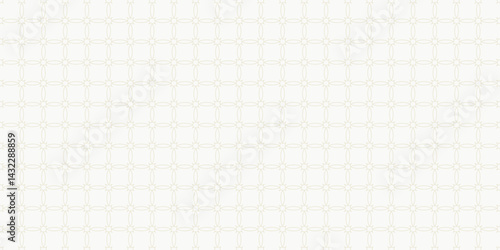 Vector geometric seamless pattern with grid, lattice, rounded shapes, squares, rhombuses. Simple modern abstract white and beige background. Golden ornament texture. Subtle modern design, repeat tiles