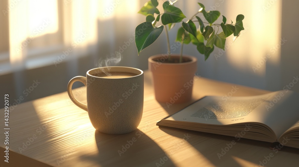 Obraz premium Cozy morning coffee and reading