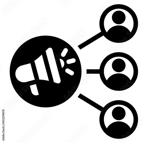 Referral Marketing Solid Black Icon