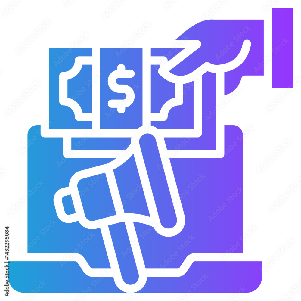 Advertising glyph gradient icon Advertising glyph gradient icon