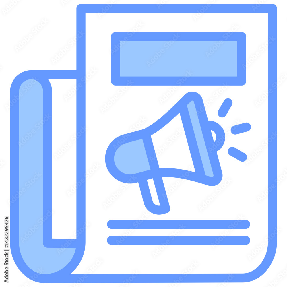 Print Marketing Lineal Blue Icon Print Marketing Lineal Blue Icon