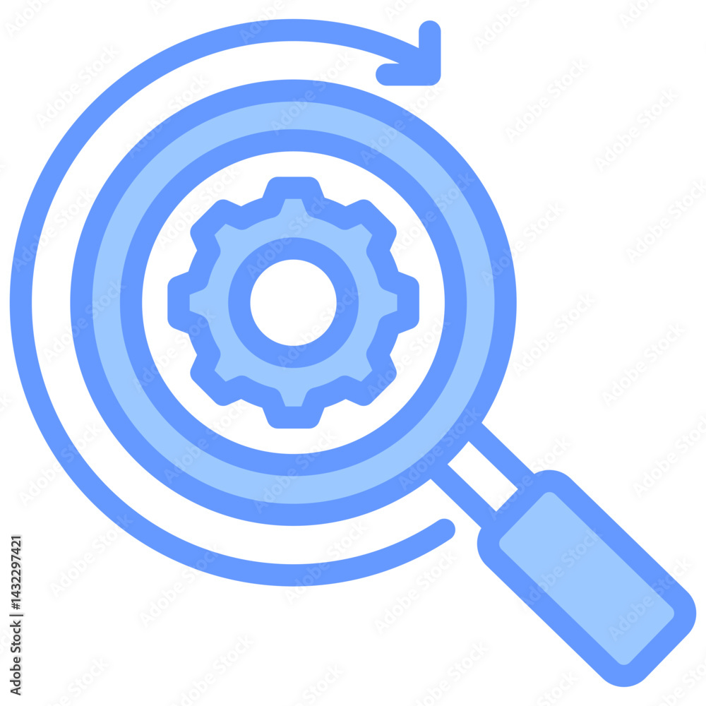 Process Analysis Lineal Blue Icon Process Analysis Lineal Blue Icon