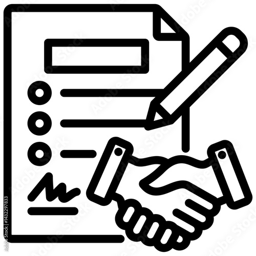 Contract Negotiation Outline Icon