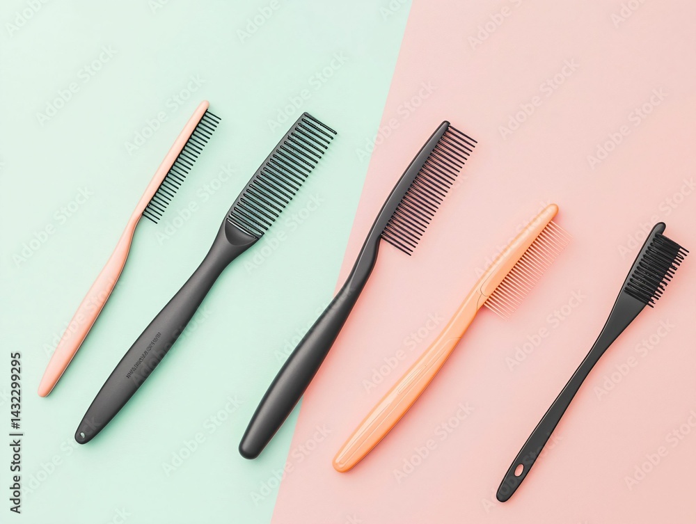 Fototapeta premium Combs on Pastel Background