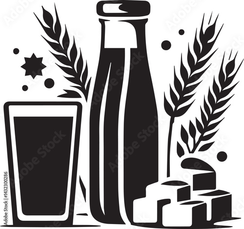 milk bottle logo silhouette vector, Bottle icon set. bottle vector icon
