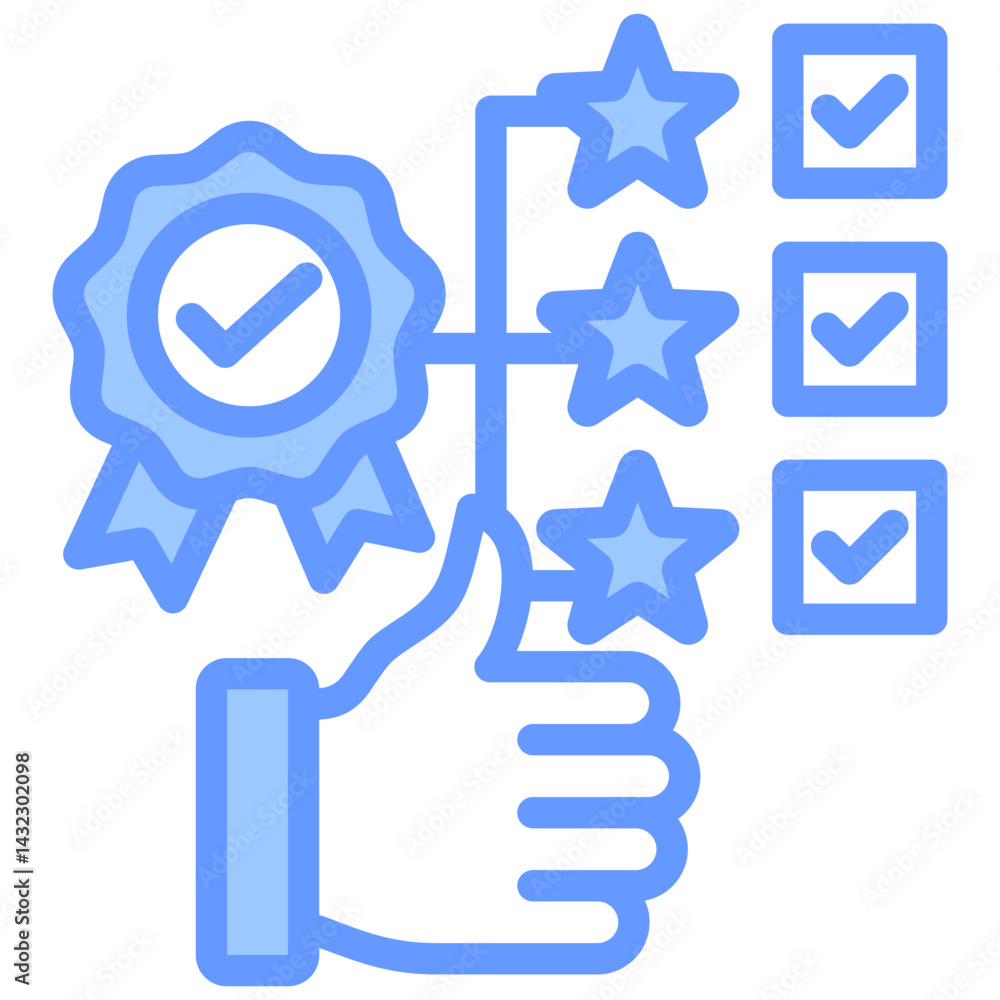 Quality Assessment Lineal Blue Icon Quality Assessment Lineal Blue Icon