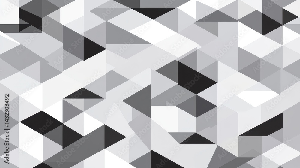 Abstract geometric pattern of overlapping triangles in grayscale. Abstract geometric pattern of overlapping triangles in grayscale.