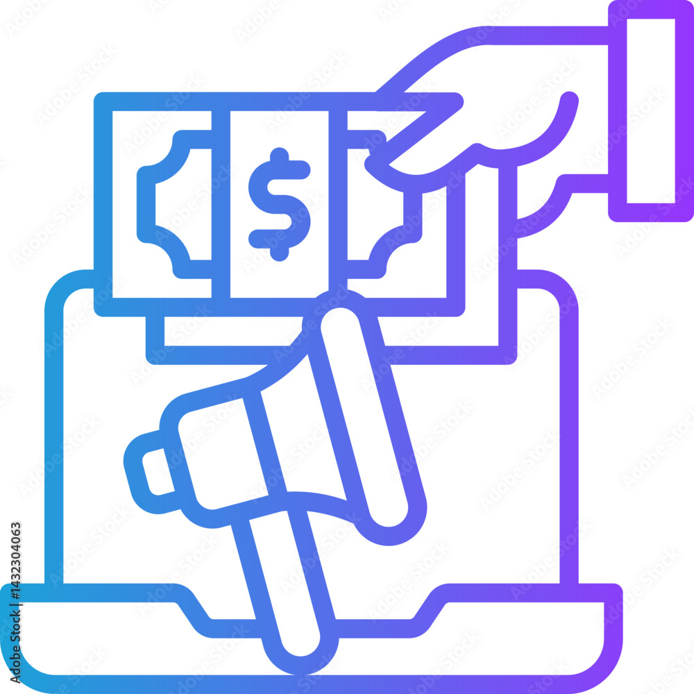 Advertising line gradient icon Advertising line gradient icon