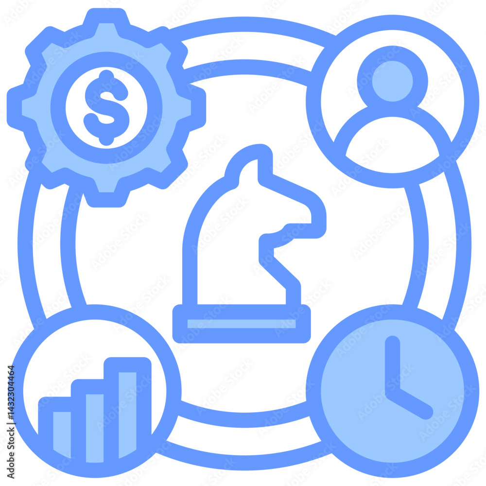 Obraz premium Resource Management Strategy Lineal Blue Icon