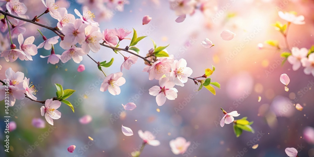 Petals gently floating down from a blooming tree in a gentle breeze, delicate petals, nature Petals gently floating down from a blooming tree in a gentle breeze, delicate petals, nature