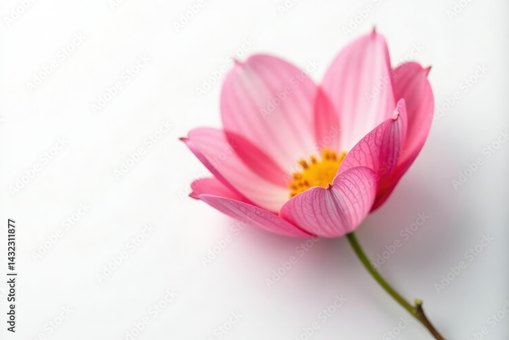 Fototapeta premium Delicate petals unfolding on a pristine white background, isolated, bloom