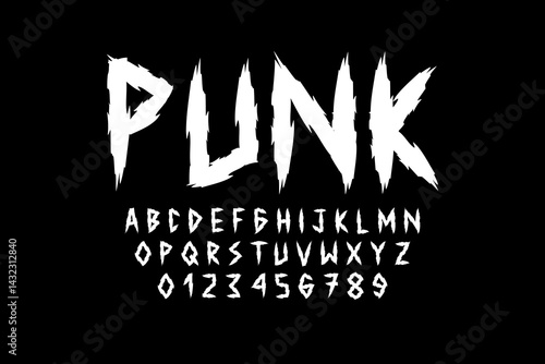 trash punk or metal alphabet and number