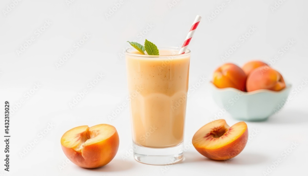 Peach smoothie in a glass Peach smoothie in a glass