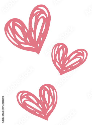 Hand Drawn Heart Doodle Pastel Pink. Editable color vector