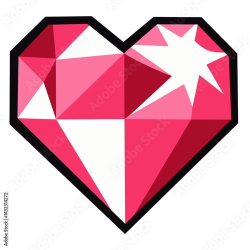 Heart diamond. Editable color vector