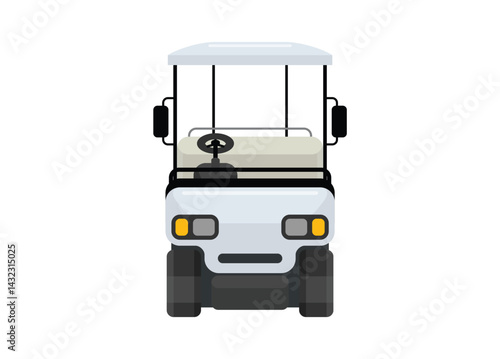 Golf car. Front view. Simple flat illustration