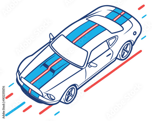 Modern Sports Car Illustration: Sleek Vehicle Vector Design, Automotive Art