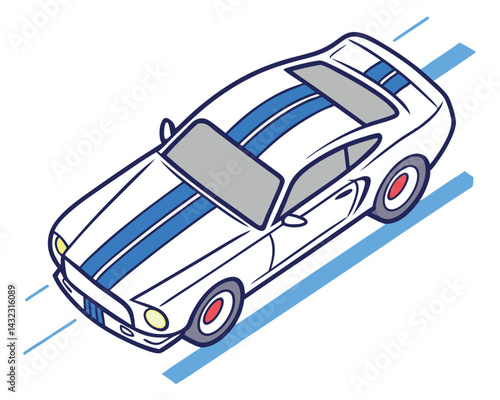 Modern Sports Car Illustration: Sleek Vehicle Vector Design, Automotive Art