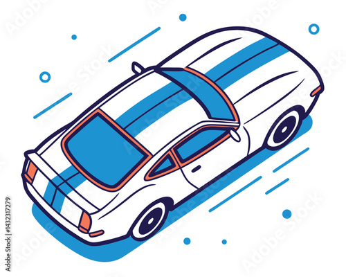 Modern Sports Car Illustration: Sleek Vehicle Vector Design, Automotive Art