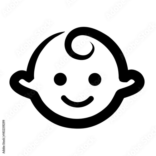 Baby icon. Baby face icon. Baby head icon, baby face vector illustration. Suitable for icon, kids emblem, badge, sign, and symbol