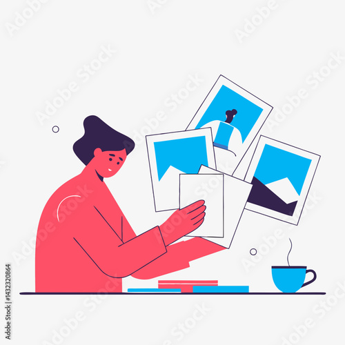 Unfolding Creative Process Cozy Digital Illustration Presentation at Home