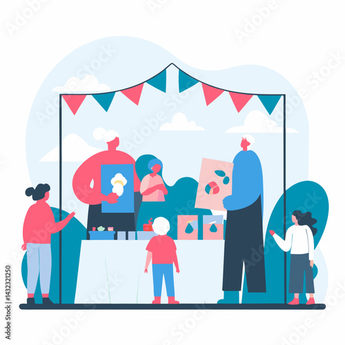 Community Food Festival Local Park Illustration Cheerful Atmosphere Playful View Family Engagement