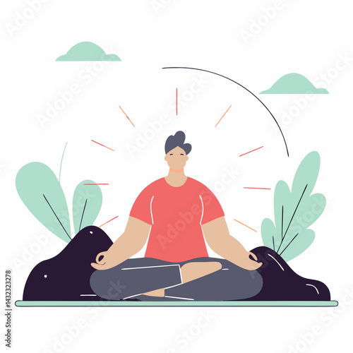 Tranquil Digital Illustration of Meditation Practices for Inner Peace in Nature