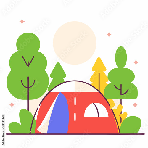 Camping Adventure in Nature Colorful Tent Scene Summer Outdoor Environment Vibrant View
