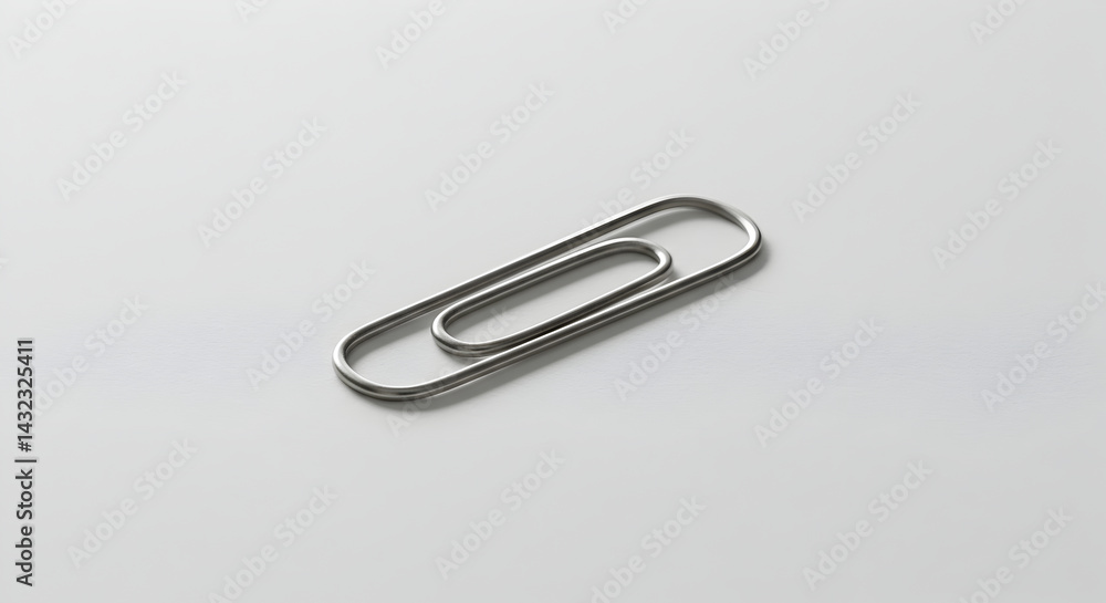 Metal Paperclip Isolated On Plain Surface For Office Or Stationary Concept Metal Paperclip Isolated On Plain Surface For Office Or Stationary Concept