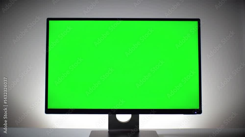 Isolated Monitor: Vibrant Green Screen Display, Subtle Gradient Background. Isolated Monitor: Vibrant Green Screen Display, Subtle Gradient Background.