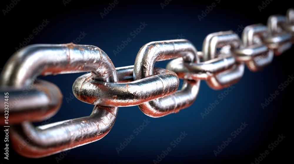 Obraz premium Close-up view of a chain symbolizing co-creation rights and innovative smart contracts in the digital landscape
